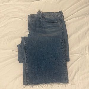 Madewell perfect vintage wide leg cropped jeans, raw edge hem